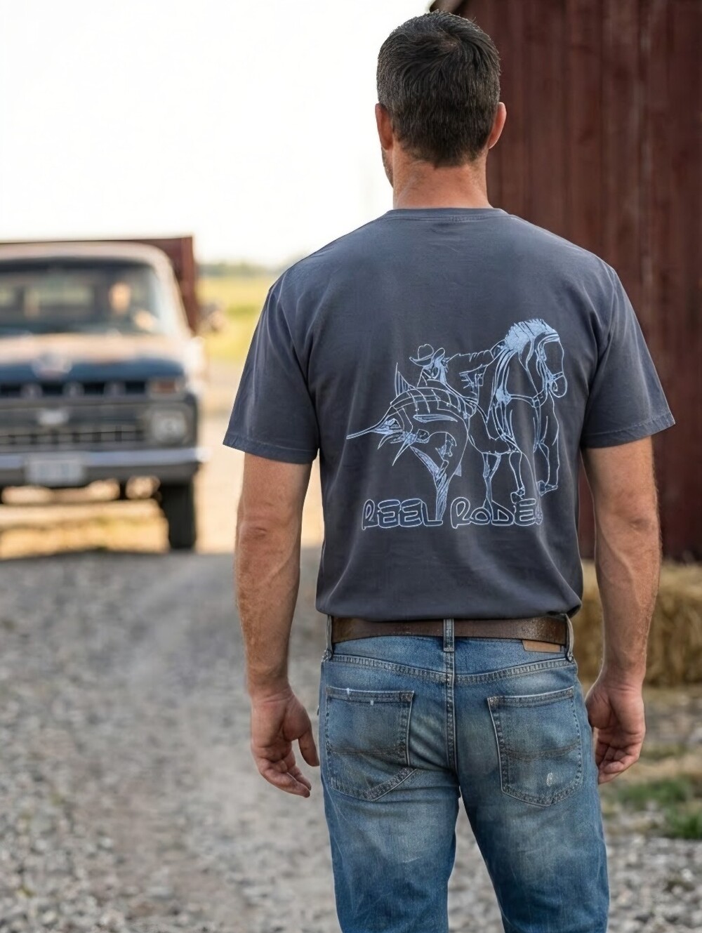 Reel Rodeo Graphic T-Shirt – Cowboy & Offshore Fishing Heavyweight Tee